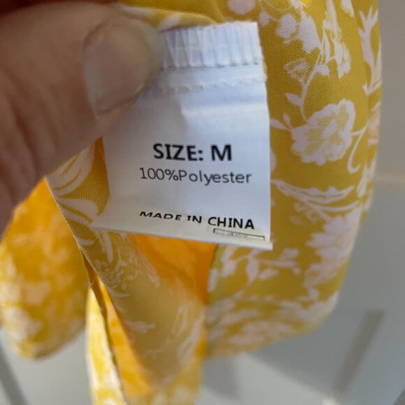 Women's Dokotoo Black Dress Lantern Sleeve Tie Size Medium New Tie front floral - Picture 5 of 9